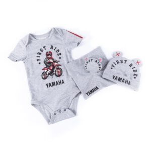 Official Yamaha Racing REVS Grey Baby Bodysuit, Beanie & Toy Gift Set