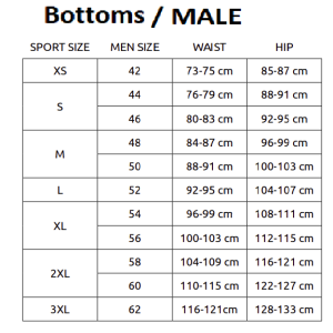 male Bottoms sizeee